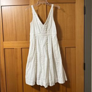 Anthropologie White V-Neck SunDress